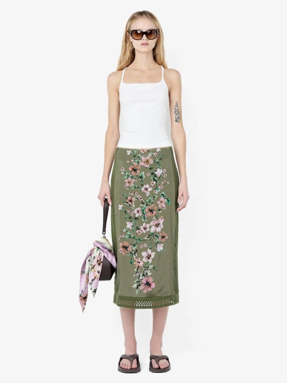 Camelia Midi Skirt // Bec + Bridge // Size: 2 // Green Floral